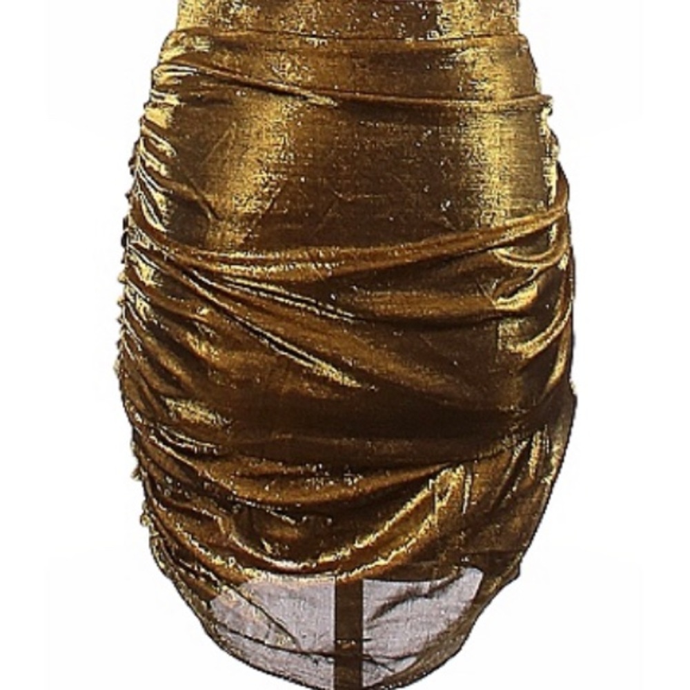 Wild Honey Medium Golden Boho Ruched Detail Pencil Silhouette Knee-length Skirt